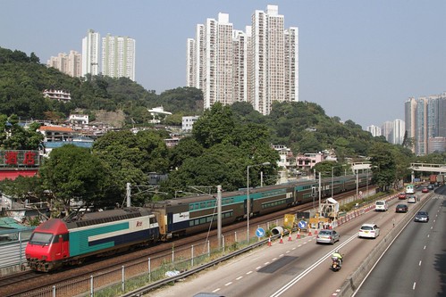 MTR operated 'KTT' double deck train outside Sha Tin
