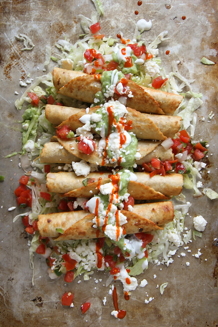 Chicken Flautas with Spicy Avocado Sauce
