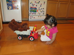 Dani playing with Daddy's childhood truck