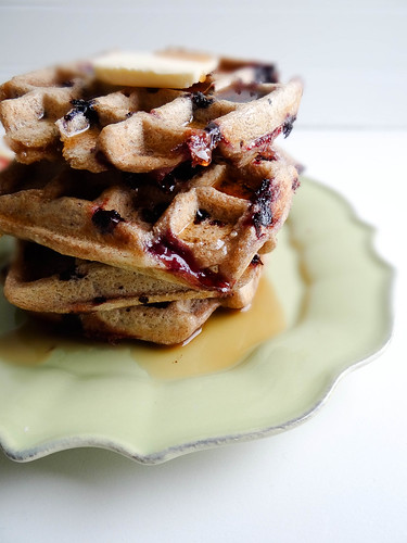 blueberry cinnamon sourdough waffles