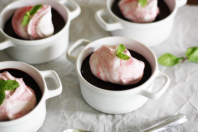 chocolate-raspberry pots de creme