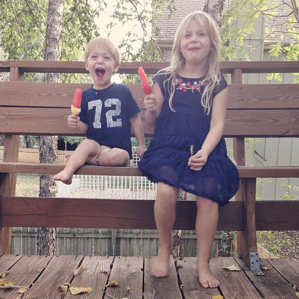 Longest week ever. Between the fevers and the puking and the 911 calls and the ambulances and the no sleep we are a mess. So Popsicles for dinner seemed appropriate. Because we all deserve it. #hellweek #love #motheringainteasy