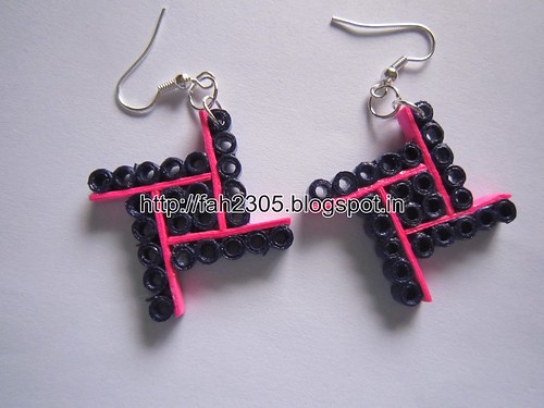 Handmade Jewelry - Paper Quilling Four Square Earrings (1) by fah2305