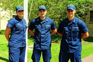 (left to right) Petty Officer 3rd Class Britany Mckibben, Petty Officer 1st Class Tadd Martin and Petty Officer 3rd Class Will Kahms, taken at Coast Guard Marine Safety Unit Morgan City, La., Sept. 6, 2013. Coast Guardsmen such as Mckibben, Khams and Martin often work in a dynamic behind-the-scene roles that play an important part in the Coast Guard mission of prevention. (U.S. Coast Guard photo by Petty Officer 3rd Class Carlos Vega)