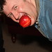 Dad bobbing for apples