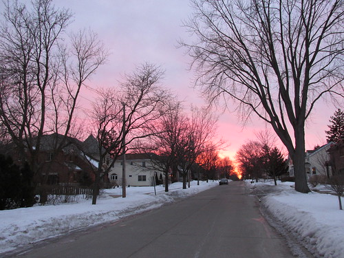 The final fading colorful remnants of a winter sunset on Dewes Street.  Glenview Illinois.  Wednsday, February 26th, 2014. by Eddie from Chicago