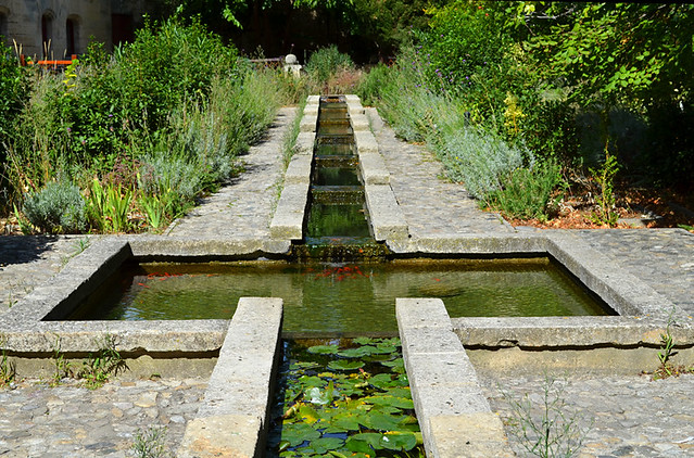 Pool and gardens,Tarascon Castle, Provence, France