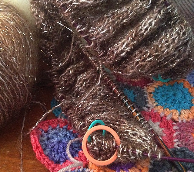 a new knit project and some shabby chic crochet circles
