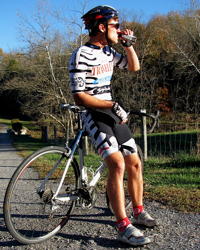 Tyler Gehrs from Team Traveller refuels with chocolate milk after a race. Photo courtesy of Team Traveller.