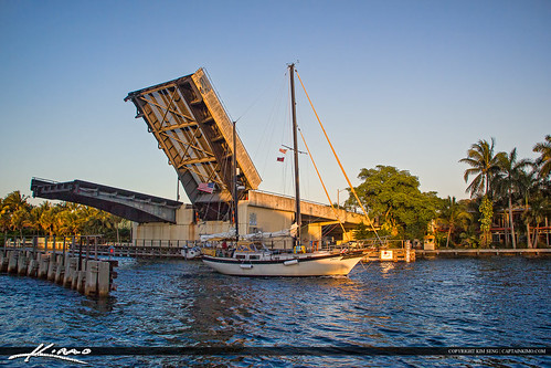 Boca Raton Draw Bridge Sailboat by KimSengPhotography