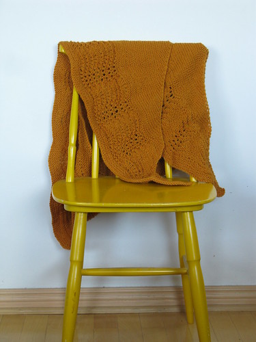 My hand-knit yellow scarf