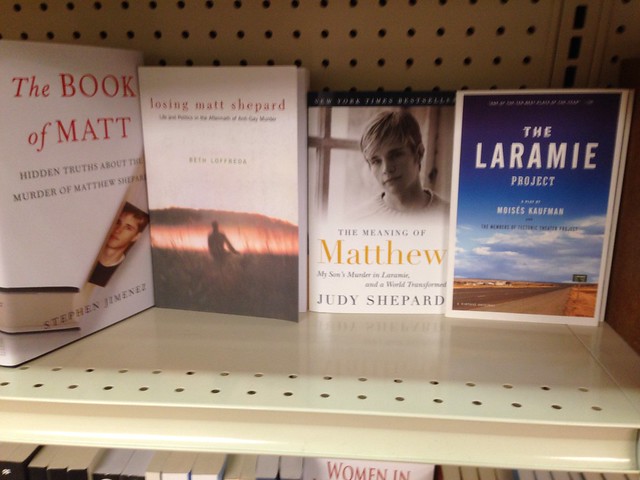 University of Wyoming Bookstore Shelf -- The Matthew Shepard Section