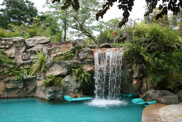 Let the waterfall caress you in the float pool as you lie on the float mats