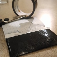 Just made a pocket for my #DoanePaper memo book with #ducktape for cards & receipts. What Doesn't everyone do this -) #hack