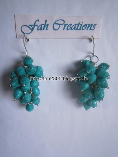 Handmade Jewelry - Paper Bead Grapes Earrings (Aqua Blue) by fah2305