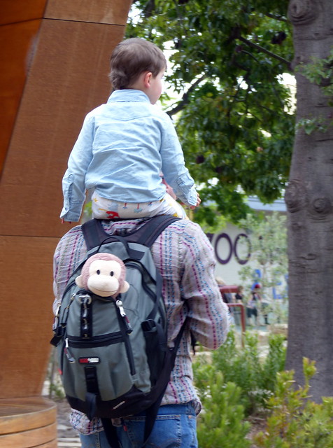 Eskil and Monkey riding Daddy