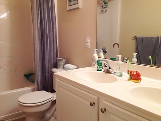 One bathroom clean (minus tub crayons on the shower wall). 1.5 to go. #weekinthelife