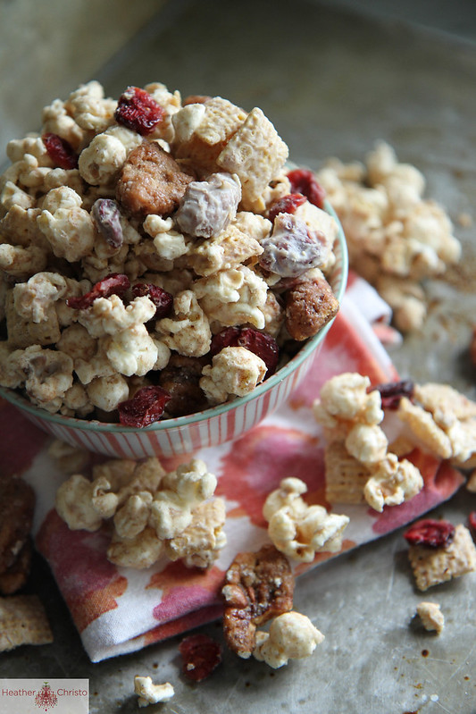 Autumn Spiced Chex Mix with Pecans and Cranberries