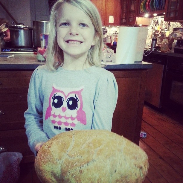 Ella watched a youtube video on #breadmaking and made this loaf of beauty for dinner.