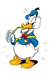 Donald Duck drinking out a straw