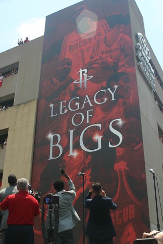 July 13, 2013 - A big poster entitled "Legacy of Bigs" is revealed to the crowd outside Toyota Center