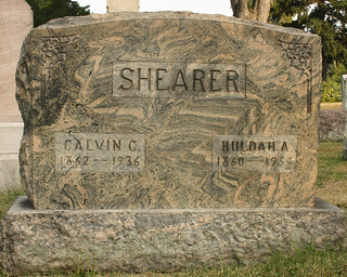Calvin and Huldah Shearer grave marker