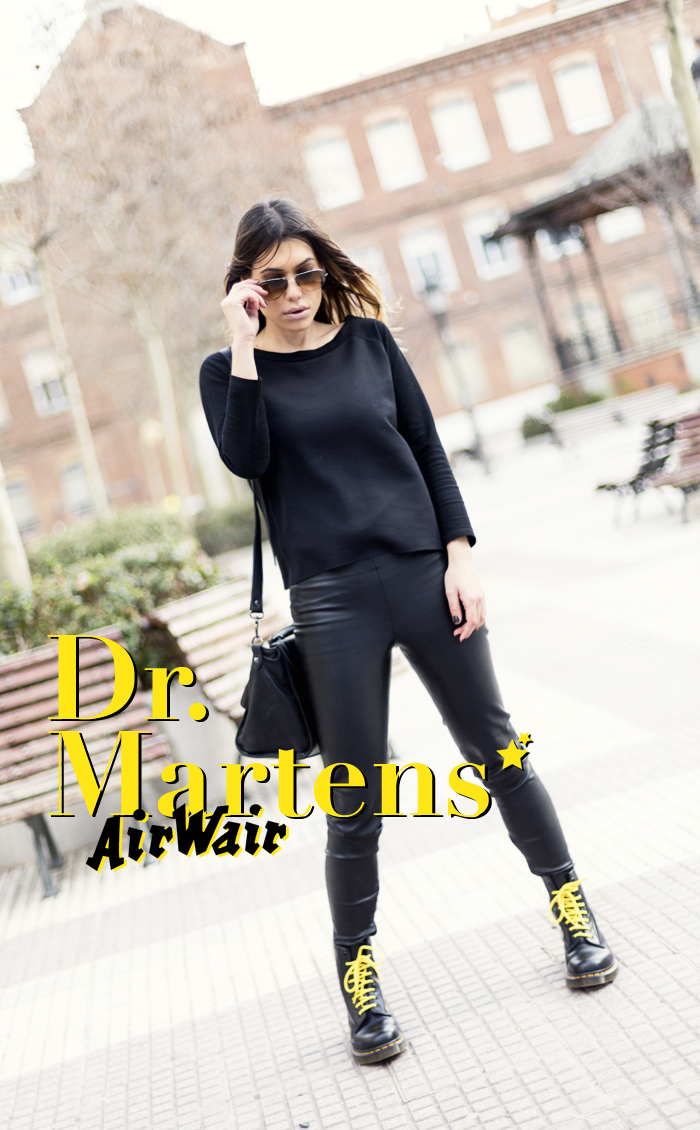 street style barbara crespo dr. martens yellow and black fashion blogger outfit blog de moda