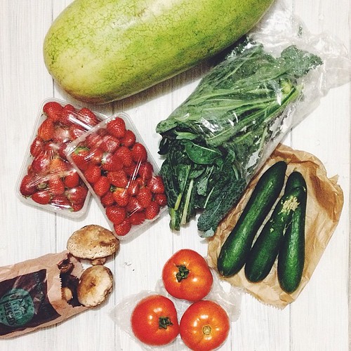 Today's haul from @eveleighmarkets - most exciting item by far is the 6kg watermelon. All others running close second. #realfood #eatyourveggies #whatsfordinner #vscocam #vsco