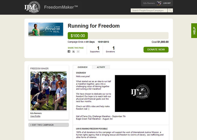 Running for Freedom Campaign Page