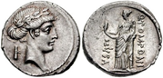 3 Roman Republic denarius with Clio, the Muse of History