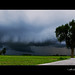 Epic storm complex with shelf and wall cloud (thunderstorm panorama)