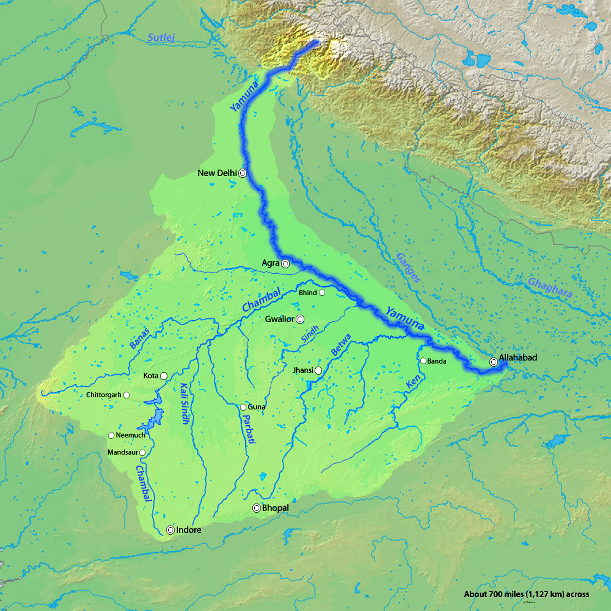 यमुना नदी मानचित्र