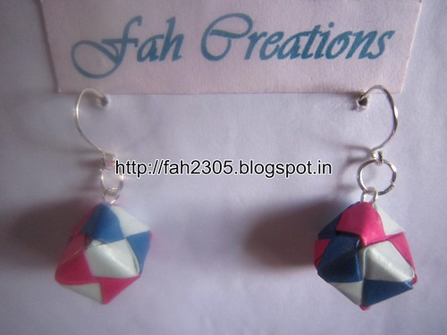 Handmade Jewelry - Origami Paper Qube Earrings (2) by fah2305