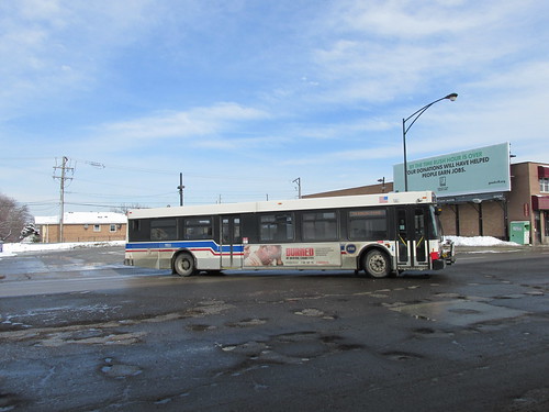Eastbound CTA Rt # 62 /  Archer bus departing the west terminal at South Archer and Neva Avenues.  Chicago Illinois.  Sunday, February 2nd, 2014. by Eddie from Chicago