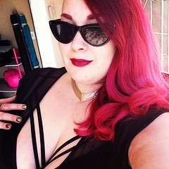All ready to head out for our staycation!  Prescription sunnies, 70's collar, lane Bryant bra, asos curve dress. #stayca