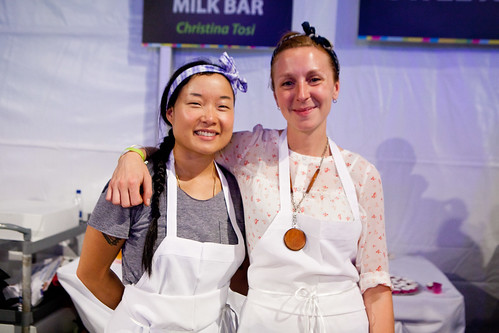 Pastry chef Christina Tosi (right) and her assistant of Momofuku Milk Bar