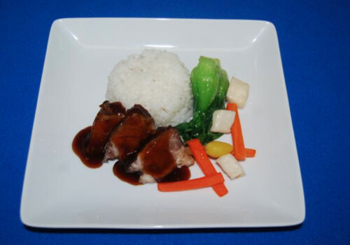 Pork Belly with Steamed Rice and Vegetables