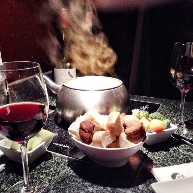 Day 15. My drink of choice is Pinot noir, we tried a bottle of Lacrema last night at The Melting Pot. This photo is really cool with the steam rolling out of the pot. The Green Goddess cheddar cheese fondue was the best cheese fondue I have had there! Oh,
