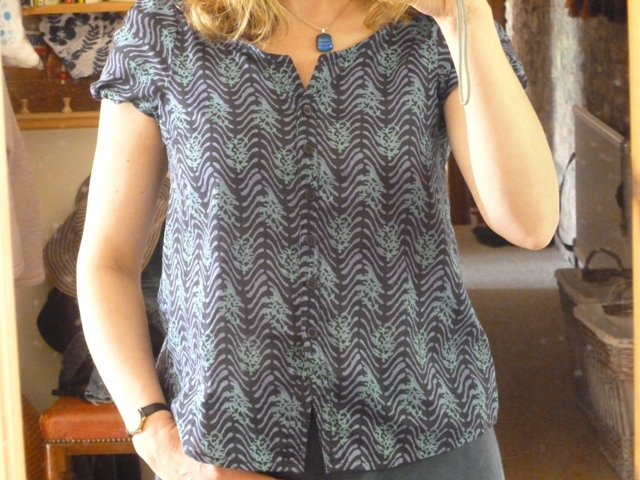 Shirt refashioned from a size 16ish top using adapted pattern 7b from Simple Modern Sewing