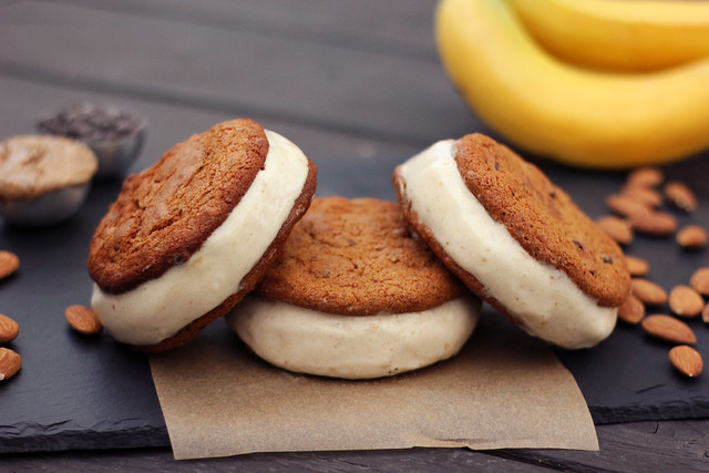 Grain-free Chocolate Chip Cookie Banana Ice Cream Sandwiches - Gluten-free + Dairy-free
