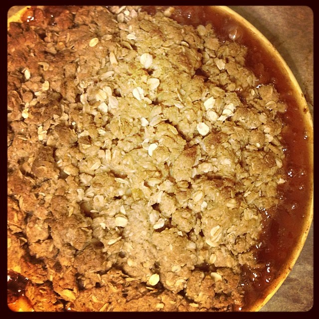 I have washed the dog, the laundry, the dishes and baked a bubbly #vegan apple crisp. I can haz pjs & book now?