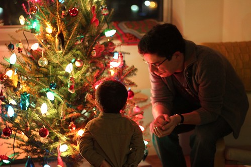Felipe and Ethan by the Tree