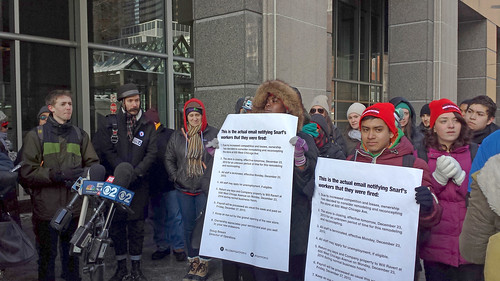 Fired Snarf's sandwich workers continue the struggle with a press conference on Jan 8 2014
