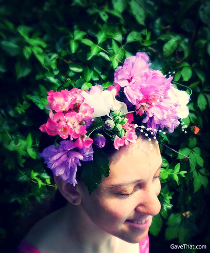 Magda Wearing The Finished DIY Floral Crown