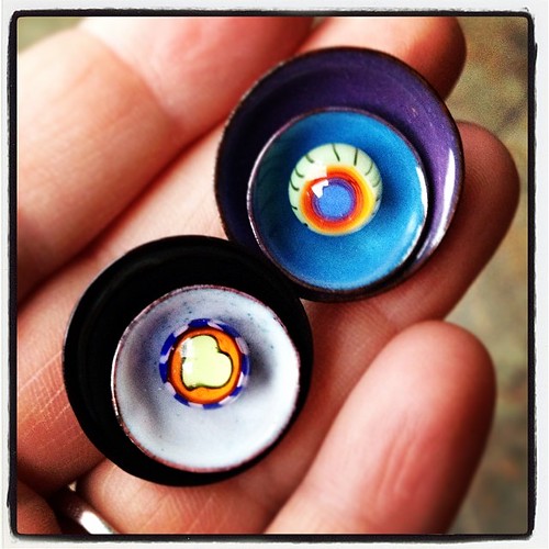 Enameled disc stack and double ended lampwork headpin #lampwork #glassaddictions