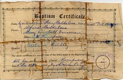 Baptism Certificate for Gwendoline Mary Maddalena
