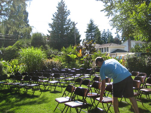 Galicic Garden setting up chairs