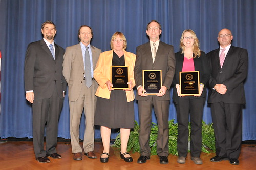 Region 1 recipients of the Department of Energy’s 2013 Federal Energy and Water Management Award (L-R): Mike Carr, Principal Deputy Assistant Secretary, Office of Energy Efficiency and Renewable Energy; Tim DeCoster, Washington Office; Jane A. Kipp, Region 1; Dale Reckley, Region 1; Corrine Kegel, Region 1; Dr. Timothy Unruh, Director, Federal Energy Management Program. (Department of Energy)