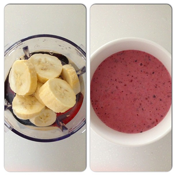 Before blending. After blending. #berry #smoothie #antioxidant #healthy #fitness #healthfood
