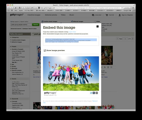 Getty Images embed tool